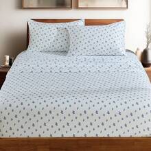 Black Sheets, Deep Pocket, 1800 Thread Count, Soft Breathable, Cute Printed Boho Farmhouse Bed Sheets, Up To 18 Inch - Plumbago Blue - View 9