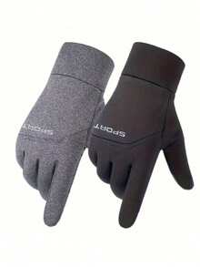 Unisex Winter Outdoor Sports Cycling Warm Gloves, Letter Decor, Windproof, Waterproof, Warm Lining - Multicolor - View 4