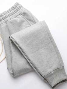 1pc Teen Boys Casual Ribbed Sweatpants With Pockets, Suitable For Indoor/Outdoor Sports, Spring/Autumn/Winter - Grey - View 9