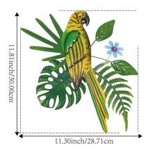 1PC Metal Parakeet And Tropical Leaves Wall Art, Vivid Colorful Bird Plaque, Versatile Flamingo Parrot Wall Hanging Decor For Home Bar Kitchen Coffee Shop