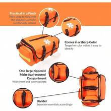 Bolsa de primeros auxilios vacía para traumatismos médicos de emergencia, organizador de bolsa de primeros auxilios EMS EMT, bolsa de hombro 17 x 11 x 7 pulgadas - Naranja - Ver 5