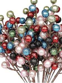 12 Peças Galhos Artificiais de Pinheiro com Bagas Vermelhas, Agulhas de Pinheiro com Bagas Vermelhas e Pinhas Artificiais de Pinheiro com Bagas Vermelhas, Agulhas Falsas de Pinheiro de Norfolk, para Artesanato DIY, Coroas, Decoração Doméstica e Enfeites de Árvore de Natal, Folhagem de Mesa Plástica para Arranjos Sazonais de Outono, Inverno e Feriados