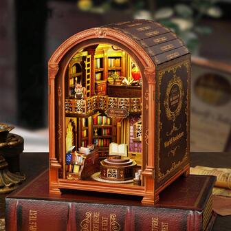 3D-pusselbokhylleset, gör-det-själv-miniatyrhusmodellbyggsats, träpysseldekor för rum, sovrum, jul, födelsedagspresent