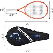 Raqueta de Tenis LUNNADE para Niños Junior, Raqueta de Tenis Juvenil de 19/21/23/25 Pulgadas con Funda, Adecuada para Niños y Niñas Principiantes de 3 a 12 Años - Naranja - Ver 6