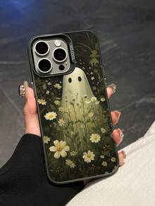 1pc Aviation Themed Ghost In Floral Design Shockproof Scratch-Resistant Protective Phone Case, Suitable For Travel Lovers, Halloween Gift, Compatible With IPhone XR/11 Pro Max/7P/8P/12 Pro/12 Pro Max/13 Pro/13 Pro Max/14 Pro/14 Pro Max/15 Pro/15 Pro Max/14/15Plus/16E/16 Pro/16 Pro Max/SMART8/Galaxy A55/Galaxy A15/Galaxy S23/S24/S25 Ultra