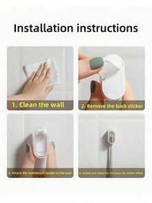 1pc Toothbrush Holder, Wall-Mounted Minimalist Dustproof Toothbrush Hanger Without Drilling, With Automatic Closing Cover - Multicolor - View 6