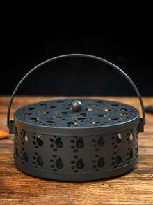 Soporte de metal con asa de estilo retro para espiral antimosquitos de hierro fundido - Quemador de incienso portátil, adecuado para decoración del hogar y campamento al aire libre