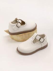 1 Paio di Scarpe Mary Jane in Pelle PU Leggere e Versatili per Ragazze, Adatte per Tutte le Stagioni - Beige - Visualizzare 5