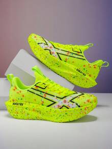 Unisex Lightweight Breathable Running Shoes - Full Carbon Plate Technology - White-Blue-Orange Combination - Low-Top Mesh Design Suitable For Marathon, Sprinting And Casual Wear - Spring/Summer Sports Shoes - Flexible Rubber Sole