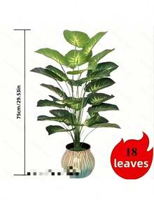 18/24 pulgadas Hojas de planta de dinero artificial realista - Hojas anchas y grandes, decoración de selva tropical, adecuado para todas las estaciones, planta falsa de interior/exterior en maceta, excelente para bodas, hoteles, jardines, fotografía, árbol artificial verde de estilo nórdico en maceta, decoración de planta verde artificial de exterior, con maceta negra