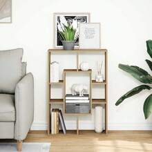 Librería Larryhot roble craft 63x20x90 cm de madera industrial, resistente y duradera, fácil de montar, estilo decorativo, adecuadA, Para guardar adornos, figuras, libros, pequeños objetos, etc. - Marrón - Ver 4