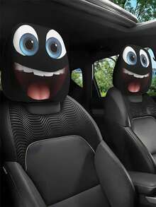 1/2 piezas Funda para reposacabezas de coche con estampado de ojos grandes y sonrisa de estilo hip-hop y divertido, cubierta de asiento fresca y personalizada [Estampado de cara sonriente con ojos grandes y divertidos] 1 pieza/2 piezas Fundas para reposacabezas de coche, adecuadas para todas las estaciones, fáciles de limpiar y resistentes a la decoloración, material de poliéster, ajuste universal para la decoración del interior del coche, opción perfecta para viajes/trayectos diarios - Multicolor - Ver 6