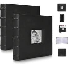 2 cubiertas de álbum de fotos, encuadernadas y cosidas a mano. Puede contener 400 fotos (200 por álbum). Tapa dura negra - 1 - Ver 1