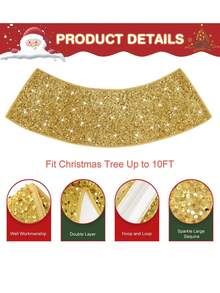 Collare per albero di Natale da 24 pollici in oro/rosa/rosso/bianco, gonna per albero di Natale con paillettes, anello per albero di Natale in velluto di lusso, copertura vintage per base dell'albero di Natale con glitter, decorazione scintillante per albero di Natale per feste e occasioni