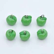 10Pcs Apple Fruit Charms Resin Fruit Pendants 3D Dangle Pendant Ornaments With Hanging Loops For Earring Bracelet Necklace Keychain 15x12mm - Apple - View 9