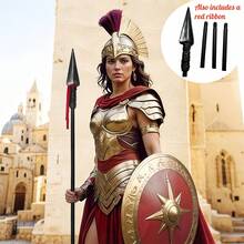 Medieval Warrior Plastic Spear Prop, Suitable For Halloween, Carnival, Stage Performance, Cosplay (With Red Ribbon)