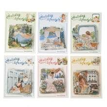 20 piezas Pegatinas de PET de la serie de estilo de vida festivo, pegatinas decorativas de PET, material básico creativo, pegatinas decorativas impermeables, ideales para manualidades de scrapbooking, suministros de diario, tabletas, teléfonos, fotos y artesanía, tarjetas (viaje, paseo por la ciudad, estancia en casa, campamento en el bosque, el mar, campos del campo)