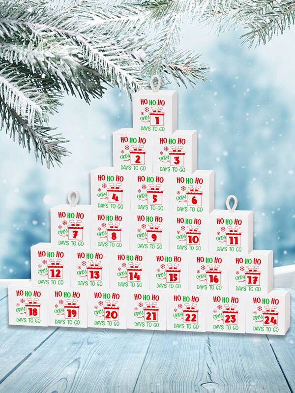 Christmas Advent Calendar Gift Box Set Of 24, Countdown Candy Boxes With Numbers And "HO HO HO Days To Go" Printing, DIY Holiday Calendar Packaging For Chocolates, Cookies, Small Gifts, Perfect For Christmas Party Favors, Weddings, Birthdays, Table Decorations, Reusable Paper Gift Wrap Boxes Home Decor Christmas Decorations Room Decor Winter