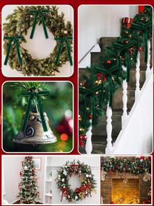 25pcs/10pcs Velvet Christmas Bows (With Gold Ribbon, Easy To Tie) - Ideal For Christmas Tree Decoration, Rustic Crafts And Gifts | Classic Polyester Ribbon Bows, Suitable For Holiday Home Decor, Wedding Decor, Christmas Decor, Christmas Tree Decor, Christmas Gift Wrapping, New Year Decor, Christmas Gift Box Decor, Tabletop Decor, Wedding Bouquets, Gift Wrapping And Party Decor, Christmas Home Decor - Multicolor - View 11