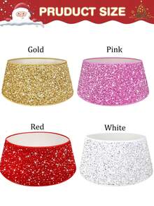 Collare per albero di Natale da 24 pollici in oro/rosa/rosso/bianco, gonna per albero di Natale con paillettes, anello per albero di Natale in velluto di lusso, copertura vintage per base dell'albero di Natale con glitter, decorazione scintillante per albero di Natale per feste e occasioni