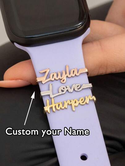 1pc Customized Name Plate Charm, Personalized Minimalist Name Plate Accessory, Stainless Steel Watch Charm, Gift For Her, Women's Fashion Jewelry, Halloween Decor, Halloween & Christmas Gift