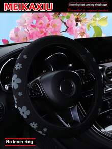 MEIKAXIU 1 Vỏ bọc vô lăng bằng vải xốp mềm họa tiết hoa, phù hợp với xe 14,5-15 inch, phụ kiện trang trí cho nữ - Hoa xốp ba chiều - Xem 10