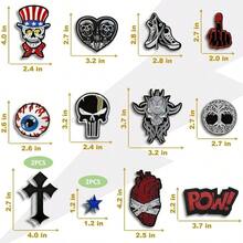 Dark Embroidered Applique Iron On Patches Clothing, Rock Band Patches Jackets, Cool Sew Patch Backpacks, Jeans, Hats, Accessories Dark2 14 PCS