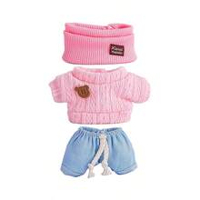 Ropa de muñeca de 17 cm, compatible con Labubu, incluye 3 conjuntos - Sombrero de cubo de moda, suéter y pantalones o conjunto de falda, adecuado para muñeca de 17 cm, accesorios de figura de muñeca lindos para jugar y exhibir (zapatos y muñeca no incluidos) - Multicolor - Ver 11