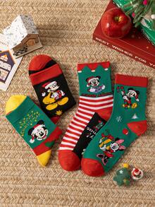 Disney 4/1 Pair Genuine Christmas Hat Cartoon Character Socks, Christmas & New Year Animation Socks For Men, Novelty & Fun Socks For Gifts And Parties, Socks - Multicolor - View 4