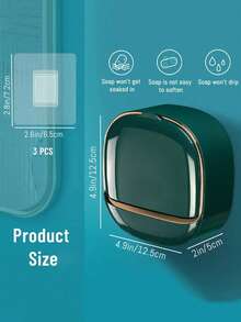 1 Wall-Mounted Soap Box, Waterproof Soap Box With Drainage Box, No Need To Drill Holes, Unique Soap Liquid Drainage Container, Suitable For Autumn Home Bathroom Decoration, Toiletries, Home Life, Autumn And Winter Style, Suitable For Student Dormitories, Christmas Decorations, Christmas, Thanksgiving, New Year's Eve Gifts. - Multicolor - View 7