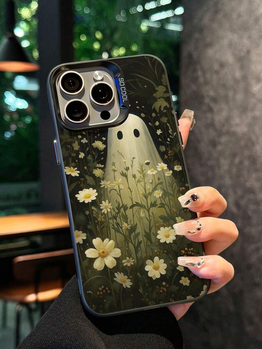 1pc Aviation Themed Ghost In Floral Design Shockproof Scratch-Resistant Protective Phone Case, Suitable For Travel Lovers, Halloween Gift, Compatible With IPhone XR/11 Pro Max/7P/8P/12 Pro/12 Pro Max/13 Pro/13 Pro Max/14 Pro/14 Pro Max/15 Pro/15 Pro Max/14/15Plus/16E/16 Pro/16 Pro Max/SMART8/Galaxy A55/Galaxy A15/Galaxy S23/S24/S25 Ultra