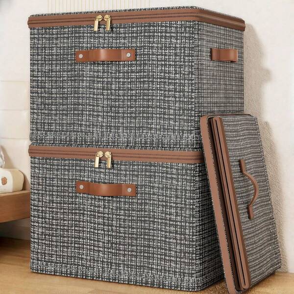 1 صندوق تخزين للملابس والبطانيات، خزانة توفر المساحة، سلة تخزين للاستخدام الخارجي والنقل، حقيبة أمتعة يدوية لتعبئة الملابس والبطانيات