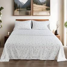 Black Sheets, Deep Pocket, 1800 Thread Count, Soft Breathable, Cute Printed Boho Farmhouse Bed Sheets, Up To 18 Inch - White and Pink - View 5