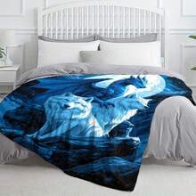 Dragon And Wolf Blanket, Soft Polyester Flannel, Digital Printing, Lightweight, Comfortable, Suitable For Sofa, Bed, Travel, Office, Ideal Gift For Family And Friends, RV Bedding - 多色 9 - 查看 4