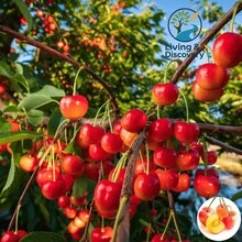 Planta viva de semillero de cerezo de lluvia, 18-20 pulgadas de altura, árbol de cerezo dulce, en maceta y inactivo para el jardín del hogar. - Cereza de lluvia - Ver 3