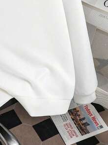 Tween Boy Letter Graphic Print Warm Sweatshirt - White - View 5