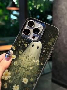 1pc Aviation Themed Ghost In Floral Design Shockproof Scratch-Resistant Protective Phone Case, Suitable For Travel Lovers, Halloween Gift, Compatible With IPhone XR/11 Pro Max/7P/8P/12 Pro/12 Pro Max/13 Pro/13 Pro Max/14 Pro/14 Pro Max/15 Pro/15 Pro Max/14/15Plus/16E/16 Pro/16 Pro Max/SMART8/Galaxy A55/Galaxy A15/Galaxy S23/S24/S25 Ultra