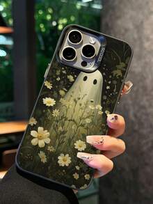1pc Aviation Themed Ghost In Floral Design Shockproof Scratch-Resistant Protective Phone Case, Suitable For Travel Lovers, Halloween Gift, Compatible With IPhone XR/11 Pro Max/7P/8P/12 Pro/12 Pro Max/13 Pro/13 Pro Max/14 Pro/14 Pro Max/15 Pro/15 Pro Max/14/15Plus/16E/16 Pro/16 Pro Max/SMART8/Galaxy A55/Galaxy A15/Galaxy S23/S24/S25 Ultra