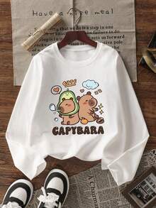 3 件套青少年女孩印花长袖 T 恤，适合秋冬季青少年女孩，年轻学生服装，适合外套和分层穿着 - 彩色 - 查看 2