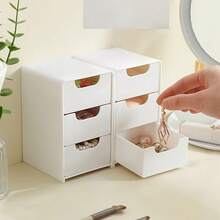 A Set Of Three-Layer Drawer Storage Boxes For Desktop Storage. The Stackable Design Is Compact And Cute, Saving Space And Suitable For Storing Office Supplies, Hair Clips, Jewelry, And Cosmetics. It Is An Ideal Choice For Desktop Organization And Also A Home Jewelry Box. Lockers - trắng - Xem 7
