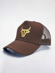 1 Piece Men's Bull Horn Embroidered Baseball Cap, Outdoor Sports Trucker Hat, Adjustable Mesh Sun Protection Cap - 彩色 - 查看 7