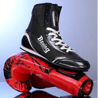 Men's Boxing Shoes, Professional Wrestling Shoes, Martial Arts Training Shoes With Rubber Sole, Indoor Wrestling Shoes, Fitness Shoes, Mid-Top Sports Shoes, Comfortable And Non-Slip