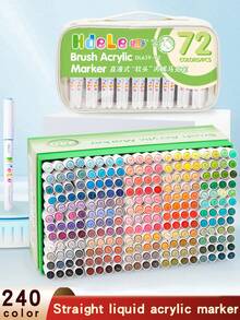 全新升级丙烯颜料马克笔，线上首发。墨水更浓稠，书写更流畅，色彩选择更丰富。适用于手工艺和美术创作，可用于塑料、玻璃、金属、竹子、画布、石头、陶瓷和纺织品等多种材质，满足工艺品制作和专业艺术绘画的需求。馈赠亲友的理想之选。 - 彩色 - 查看 3