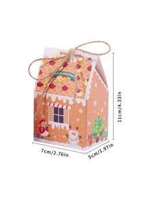 98/74/50/25PCS Christmas Gingerbread House Box,Gift Candy Box.Souvenir Gift Box. With Printed Patterns, Christmas Gift Box, Gift And Gift Box.Christmas Party Gift Boxes, Cardboard Gift Containers, Christmas Holiday Party Gifts, Candies,Gift Packaging - Multicolor - View 12