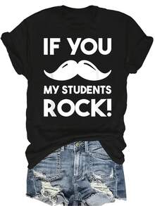 Si me preguntas, mi camiseta de estudiantes son geniales. Camiseta de mujer y unisex de verano, casual, transpirable, con personalidad, de cuello redondo, de manga corta, ropa de calle, versátil, adecuada para adolescentes y adultos - Negro - Ver 1