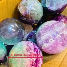 1pc Rainbow Fluorite Crystal Ball - Vibrant Watermelon-Shaped Natural Gemstone Decor, Home Accents And Unique Gift Idea - 5-6cm - View 3