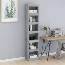 Librería/Bifurcador Larryhot Sonoma Gris 40x30x198 cm, resistente y duradera, fácil de montar, estilo decorativo, adecuadA, Para guardar adornos, figuras, libros, pequeños objetos, etc. - Gris - Ver 3