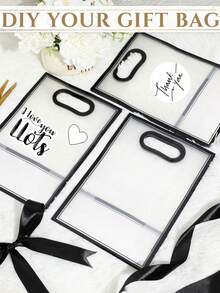1pc/5pcs/10pcs Transparent Plastic Gift Bags, Bridesmaid Welcome Gift Bags, Thank You Gift Bags, Christmas Thanksgiving Party Wedding Bride Favor Bags (Black/Pink/White), Waterproof Gift Bags, With Ribbons, Bridesmaid Ladies Gift Bags - Multicolor - View 8