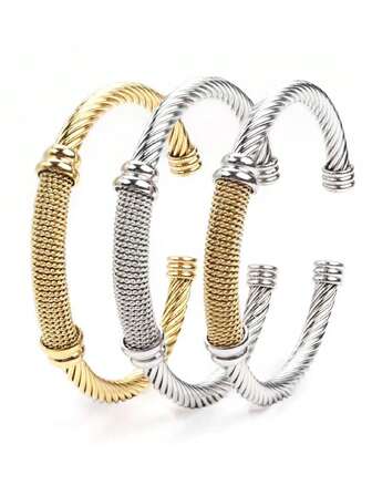 1pc Stainless Steel Wire Rope Bracelet, Hip-Hop Style Accessory, Lightweight Luxury Romantic Steady Casual Personalized Design, Versatile For Any Occasion