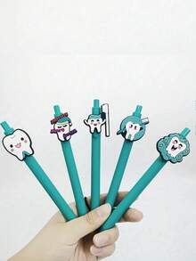 2 Stück/5 Stück zufällig sortierte blaue & grüne Kugelschreiber mit Zahnarzt-Motiv, Geschenke zum Zahnarzt-Tag, zufälliger Stil